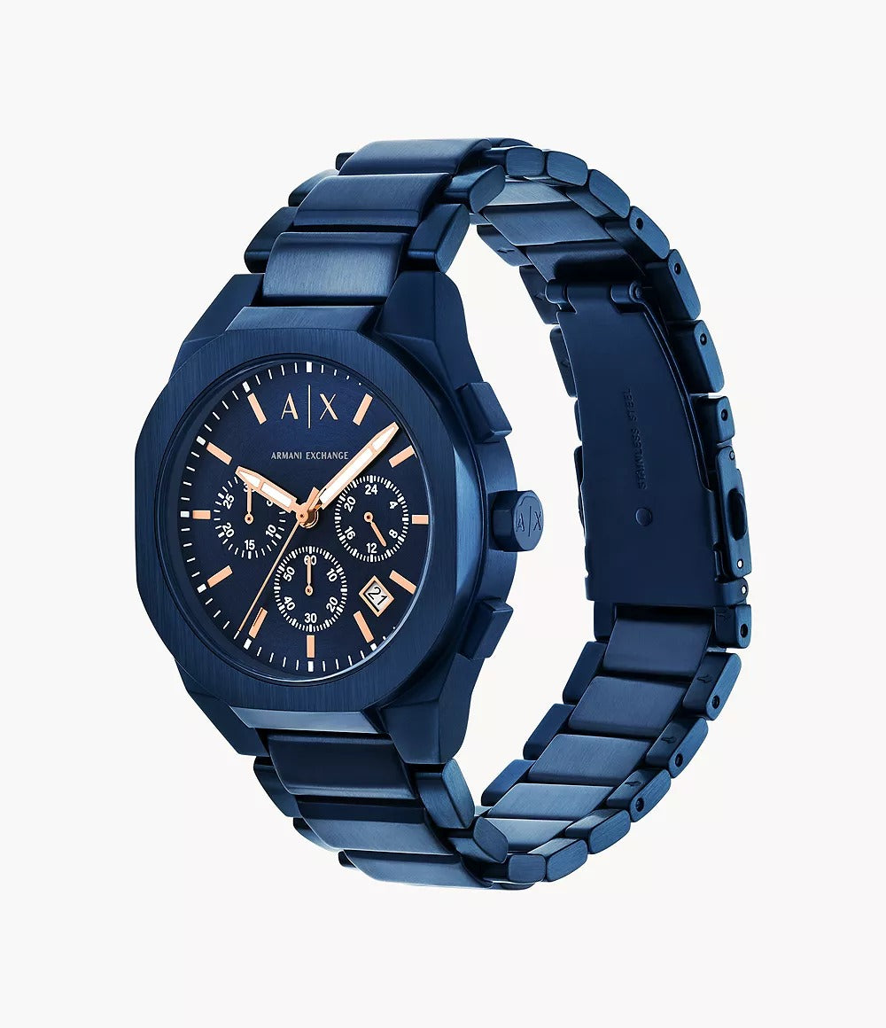Armani Exchange AX4189I Men's Quartz Chronograph Watch Blue Dial Blue Stainless Steel Strap