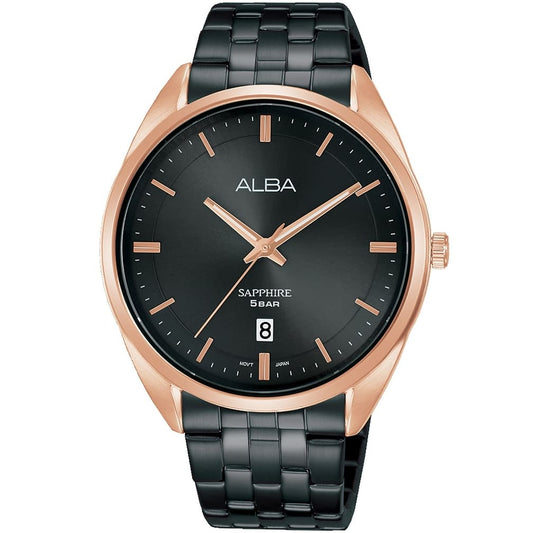 Alba AS9L04X1 Analog Quartz Men’s Watch with Black Dial & Black Stainless Steel Strap