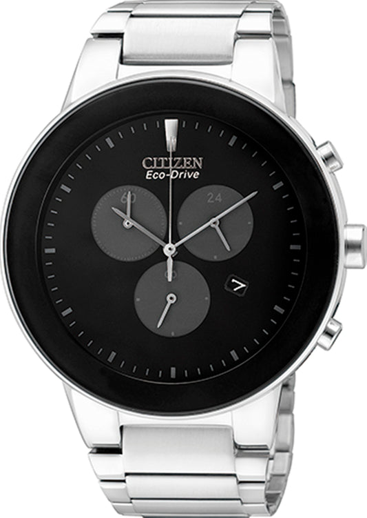 Citizen AT2240-51E Eco-Drive Quartz Chronograph Black Dial with Stainless Steel Watch for Men