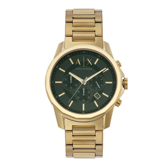 Armani Exchange AX1746I Men's Quartz Chronograph Watch Green Dial Gold Stainless Steel Strap