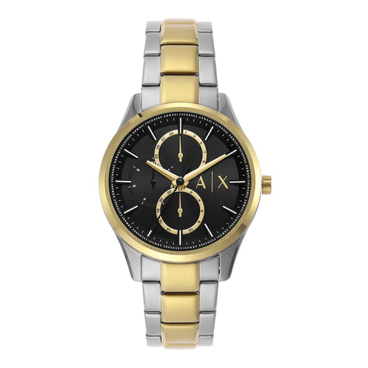 Armani Exchange AX1865I Men's Quartz Multifunction Watch Black Sunray Dial Two-Tone Stainless Steel Bracelet
