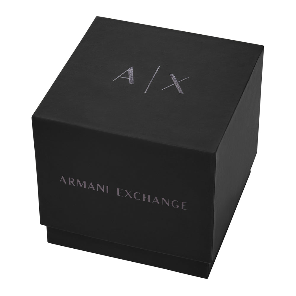 Armani Exchange AX1865I Men's Quartz Multifunction Watch Black Sunray Dial Two-Tone Stainless Steel Bracelet