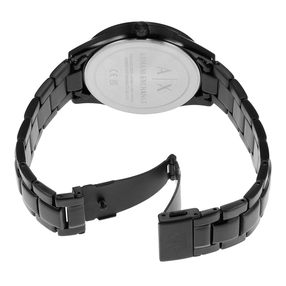Armani Exchange AX1867I Men's Quartz Multifunction Watch Black Sunray Dial Black Stainless Steel Bracelet