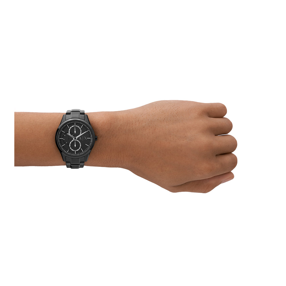 Armani Exchange AX1867I Men's Quartz Multifunction Watch Black Sunray Dial Black Stainless Steel Bracelet