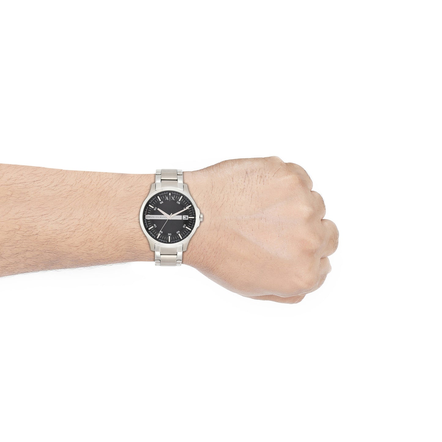 Armani Exchange AX2103 Men's Quartz Analog Watch Black Brushed Dial Silver Stainless Steel Bracelet