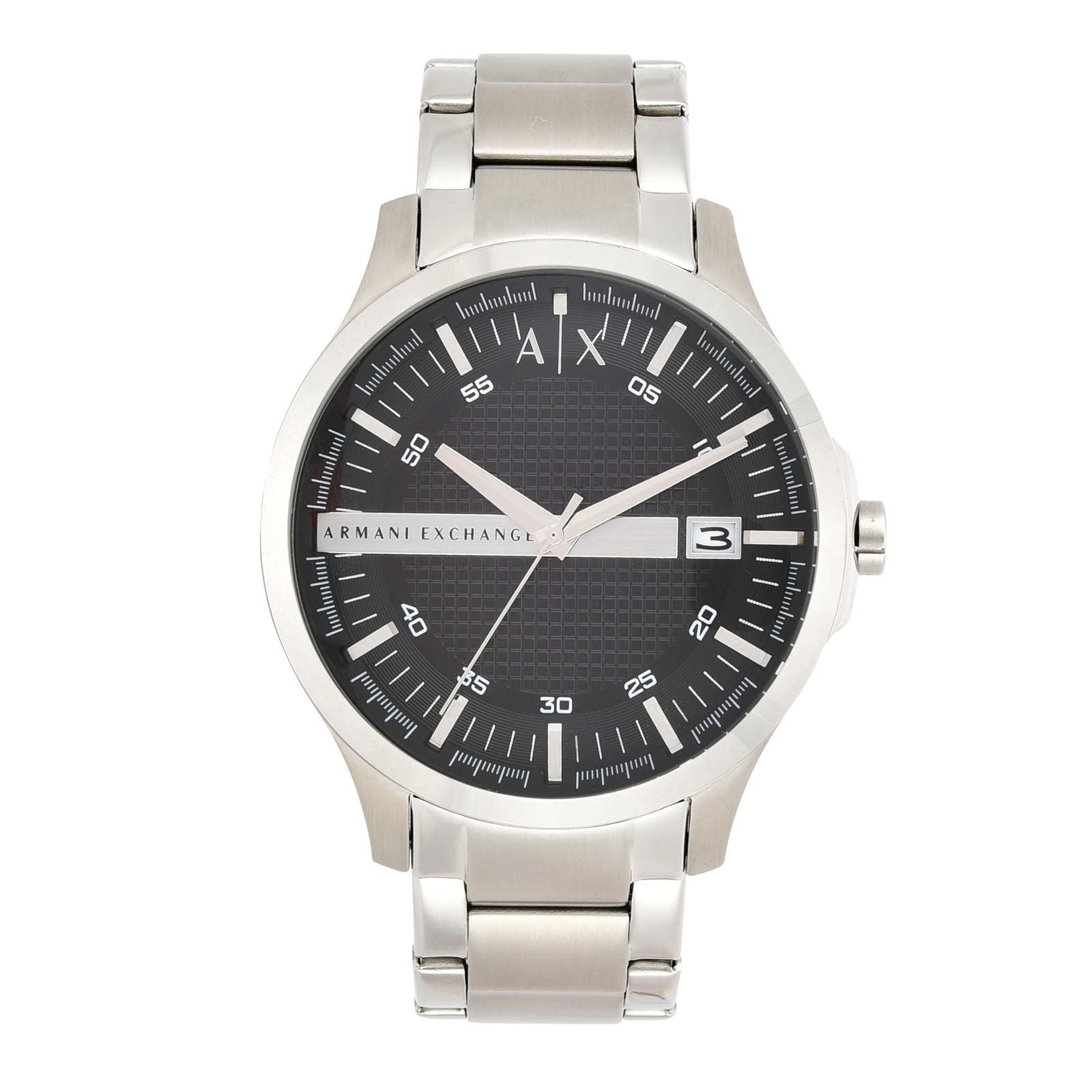 Armani Exchange AX2103 Men's Quartz Analog Watch Black Brushed Dial Silver Stainless Steel Bracelet