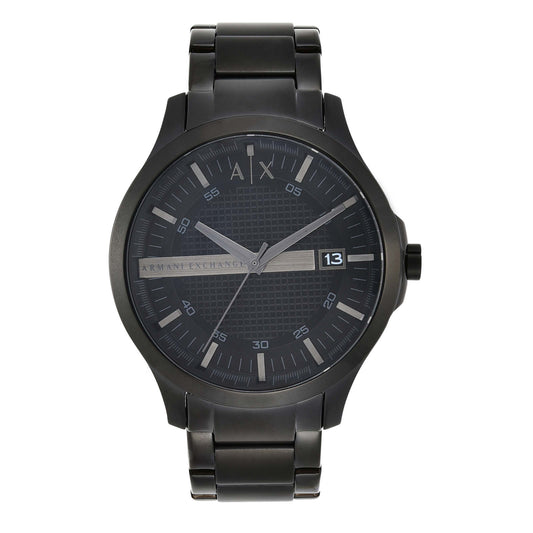 Armani Exchange AX2104I Men's Quartz Analog Watch Black Brushed Dial Black Stainless Steel Bracelet