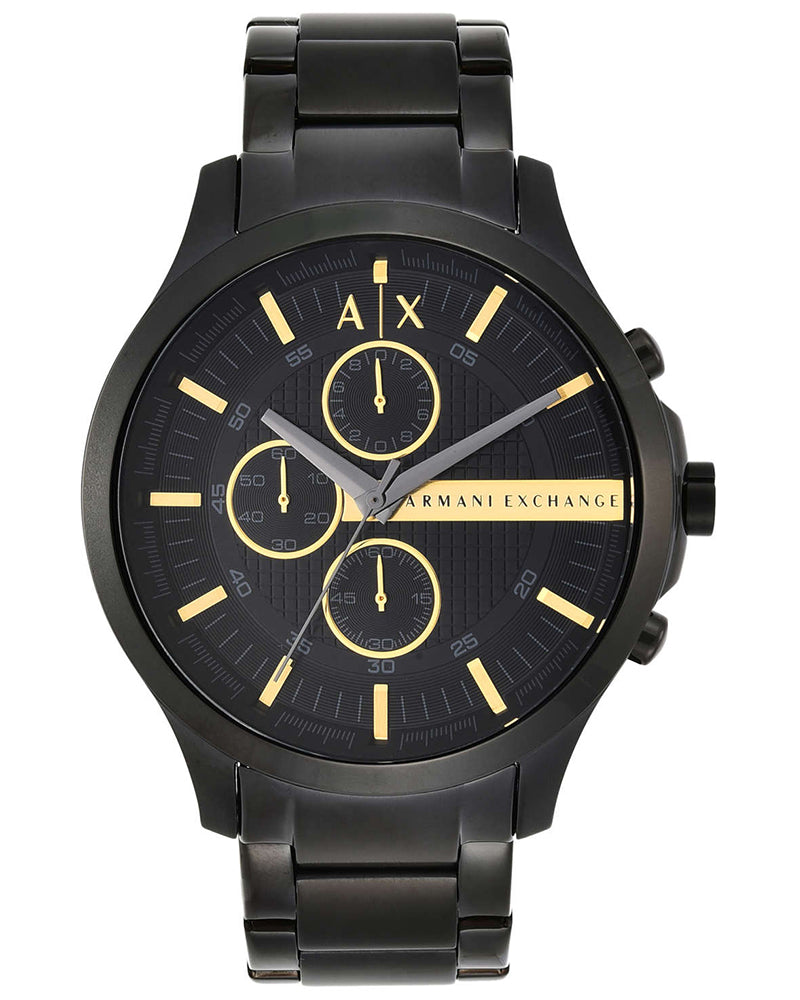 Armani Exchange AX2164I Men's Quartz Chronograph Watch Black Textured Dial Black Stainless Steel Bracelet