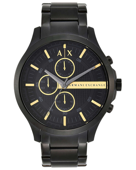 Armani Exchange AX2164I Men's Quartz Chronograph Watch Black Textured Dial Black Stainless Steel Bracelet