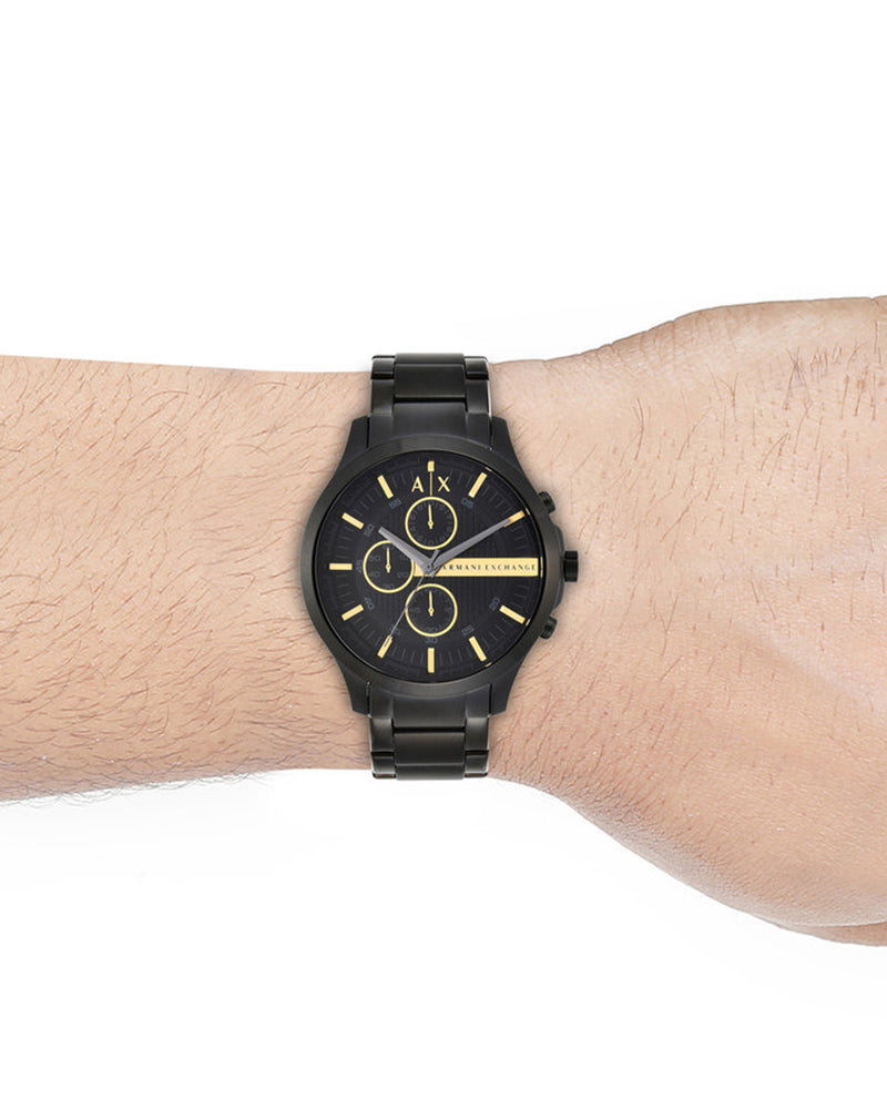 Armani Exchange AX2164I Men's Quartz Chronograph Watch Black Textured Dial Black Stainless Steel Bracelet