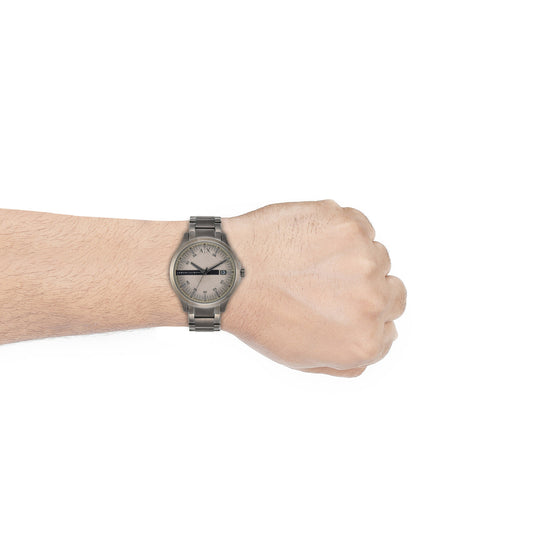Armani Exchange AX2194I Men's Quartz Analog Watch Grey Etched Dial Gunmetal Stainless Steel Bracelet