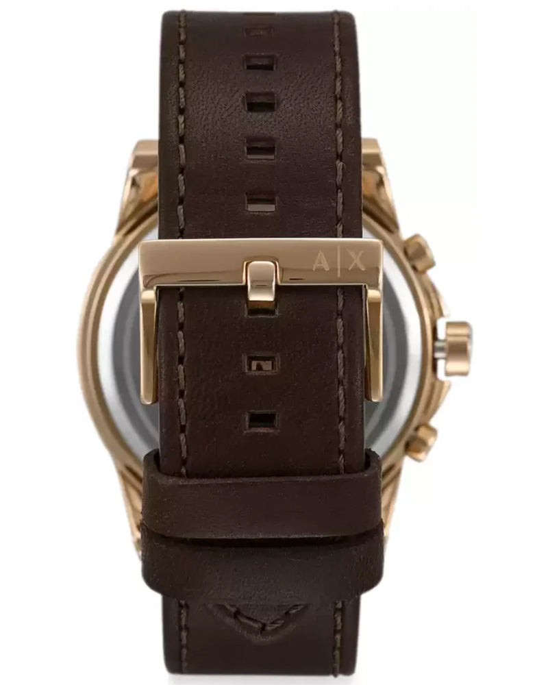 Armani Exchange AX2508I Men's Quartz Chronograph Watch Blue Sunray Dial Brown Leather Strap