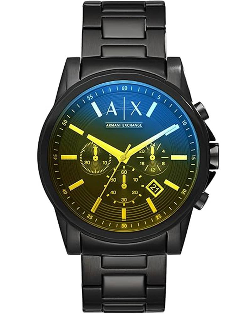 Armani Exchange AX2513 Men's Quartz Chronograph Watch Black Multi-Color Dial Black Stainless Steel Bracelet