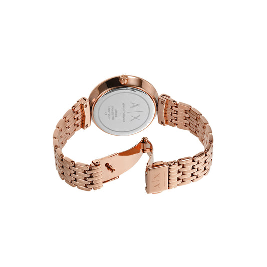 Armani Exchange AX5536I Women's Quartz Analog Watch Gold Sunray Dial Gold Stainless Steel Mesh Bracelet