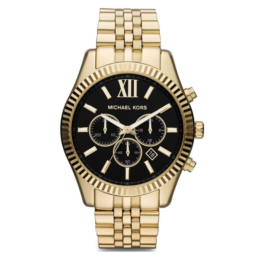 Michael Kors MK8286I Lexington Quartz Chronograph Black Dial Gold-Tone Stainless Steel Men's Watch