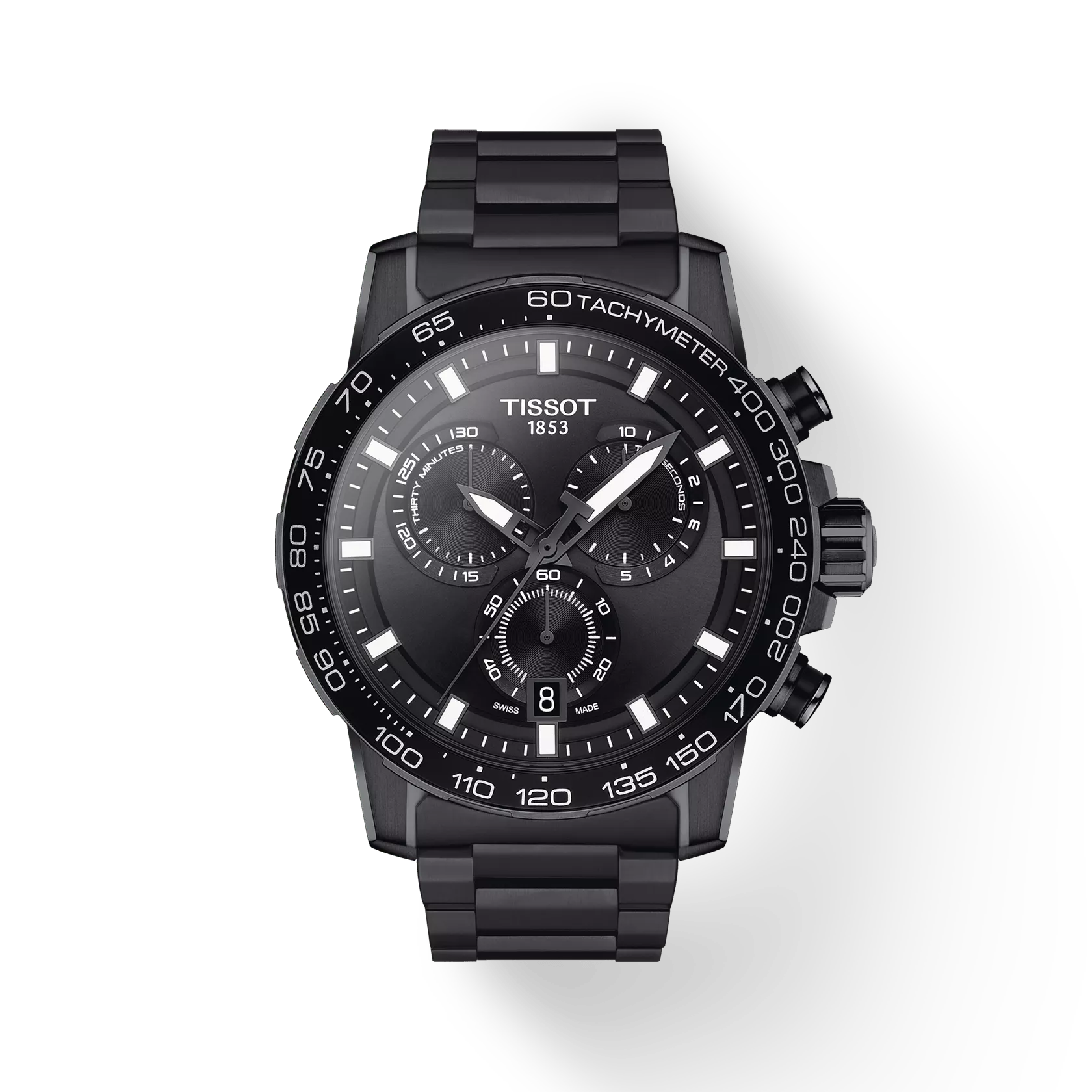 Tissot T1256173305100 Black Dial Men’s Swiss Quartz Supersport Chrono Watch – Black PVD Stainless Steel Case & Bracelet, Sapphire Crystal