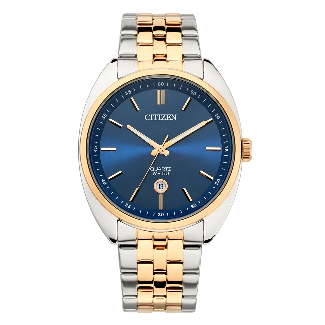 Citizen BI5096-53L Quartz Analog Blue Dial with Two-Tone Stainless Steel Watch for Men