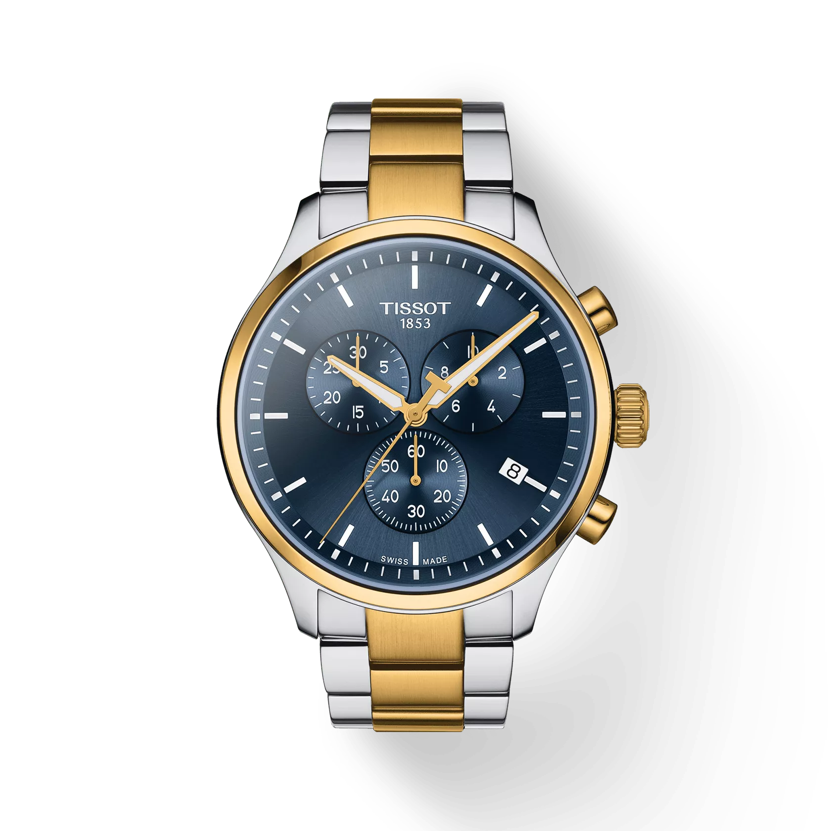 Tissot T1166172204100 Blue Dial 45 mm Men’s Swiss Quartz Chrono XL Classic Watch – Yellow Gold PVD & Stainless Steel Case & Bracelet, Sapphire Crystal