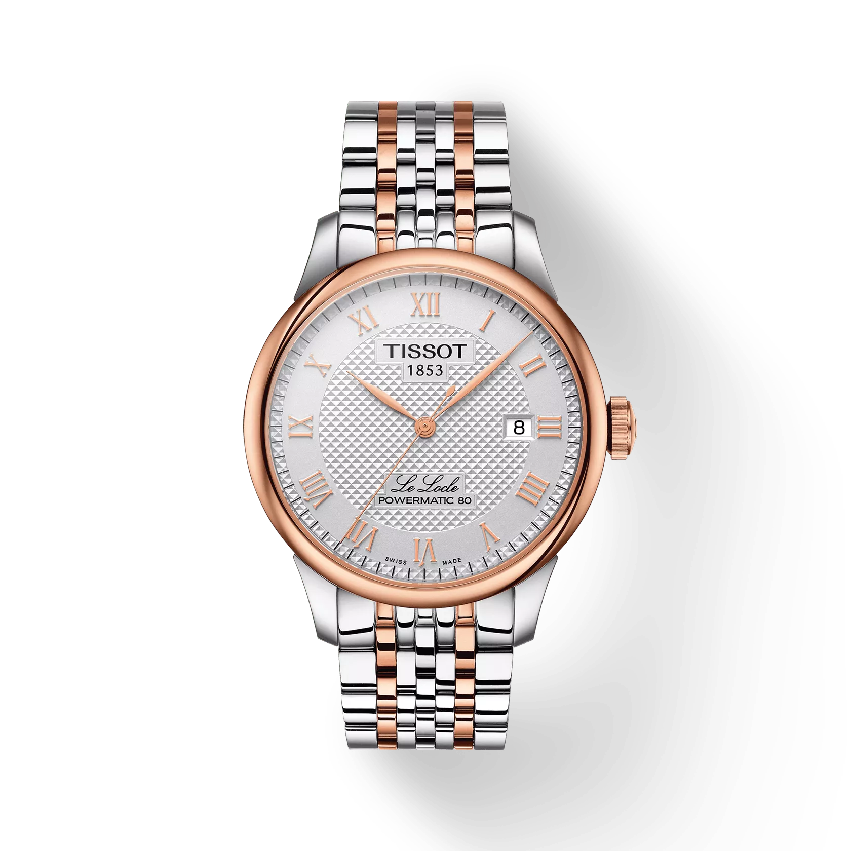 Tissot LE LOCLE T0064072203300 Swiss Automatic Powermatic 80 Silver Dial Two-Tone Stainless Steel Bracelet Watch For Men
