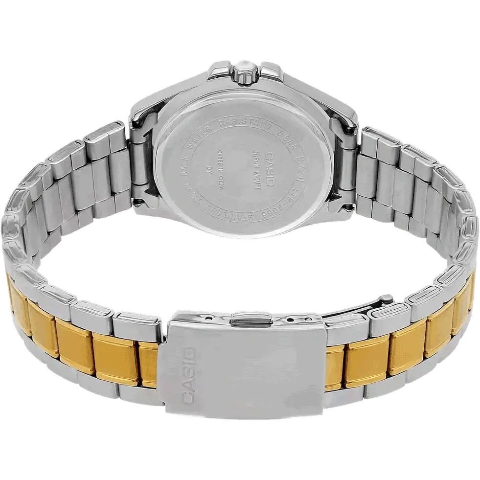 Casio A937 Enticer Women’s Quartz Analog Watch with White Dial, Two-Tone Silver & Rose-Gold Stainless Steel Strap