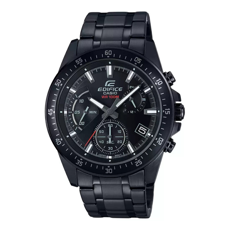 Casio EX414 Edifice Analog Quartz Men’s Chronograph Watch with Black Dial & Stainless Steel Bracelet