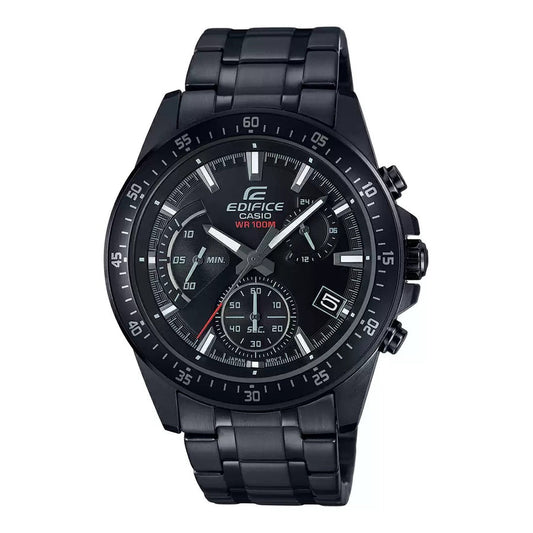 Casio EX414 Edifice Analog Quartz Men’s Chronograph Watch with Black Dial & Stainless Steel Bracelet