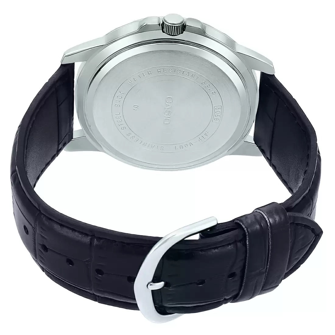 Casio A1371 Black Analog Leather Strap Men's Casual Watch