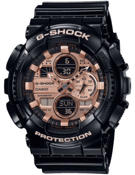 Casio G1022 G-Shock Men’s Analog-Digital Quartz Watch with Rose-Gold Accented Dial & Black Resin Strap