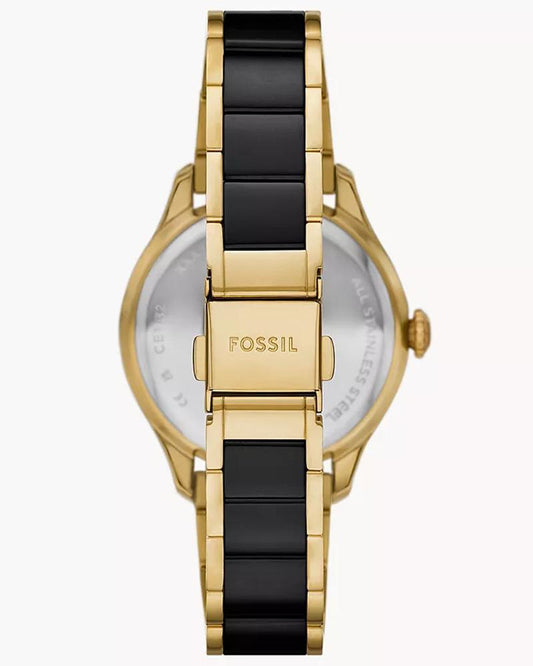 Fossil CE1132 Women Quartz Black Dial Gold-Tone & Ceramic Gilmore Watch