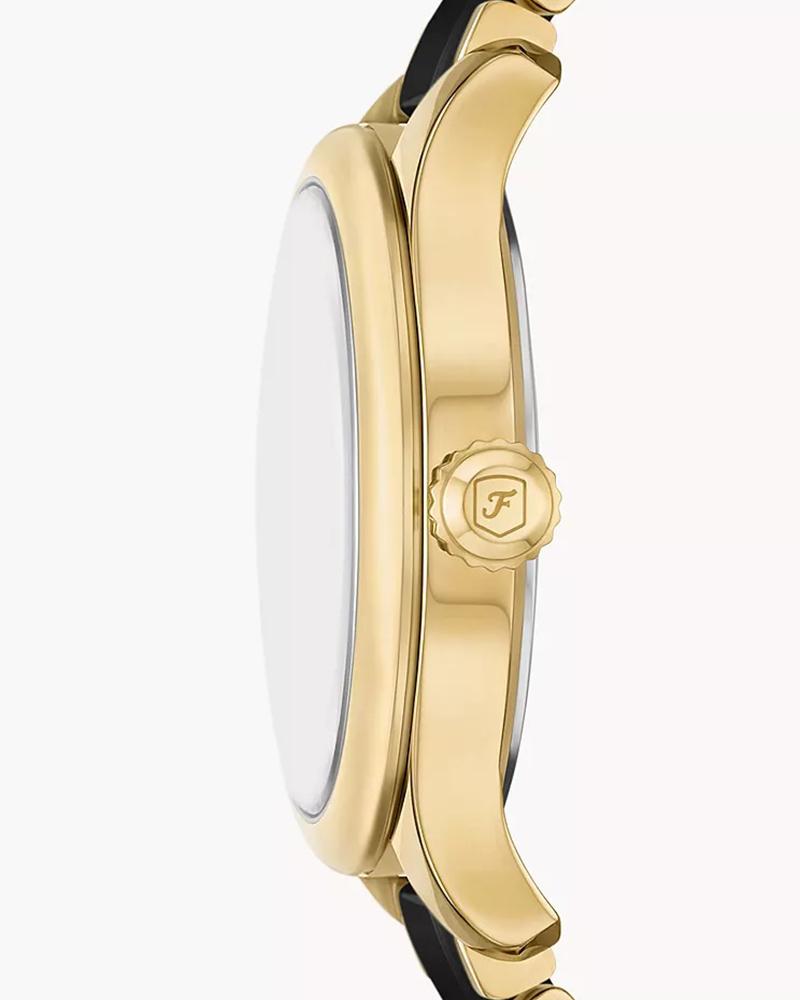 Fossil CE1132 Women Quartz Black Dial Gold-Tone & Ceramic Gilmore Watch