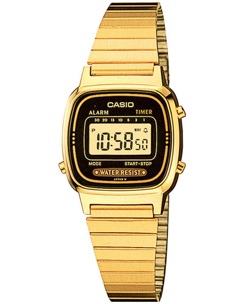 Casio D124 Vintage Digital Women’s Watch – Quartz Digital with Golden Stainless Steel Bracelet