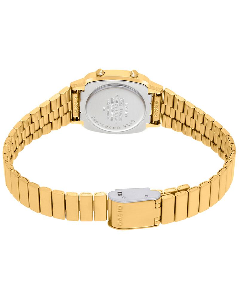 Casio D124 Vintage Digital Women’s Watch – Quartz Digital with Golden Stainless Steel Bracelet