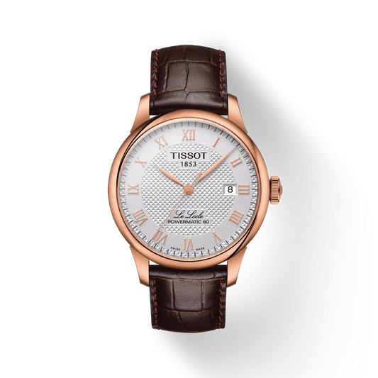 Tissot T0064073603300 Silver Dial 39.3 mm Men’s Swiss Automatic Le Locle Watch – Rose Gold PVD Case, Brown Leather Strap, Sapphire Crystal