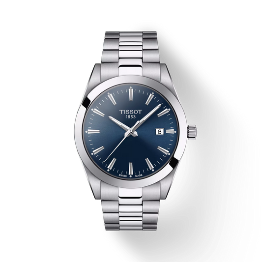Tissot T1274101104100 Blue Dial 40 mm Men’s Swiss Quartz Gentleman Watch – Stainless Steel Case & Bracelet, Domed Sapphire Crystal