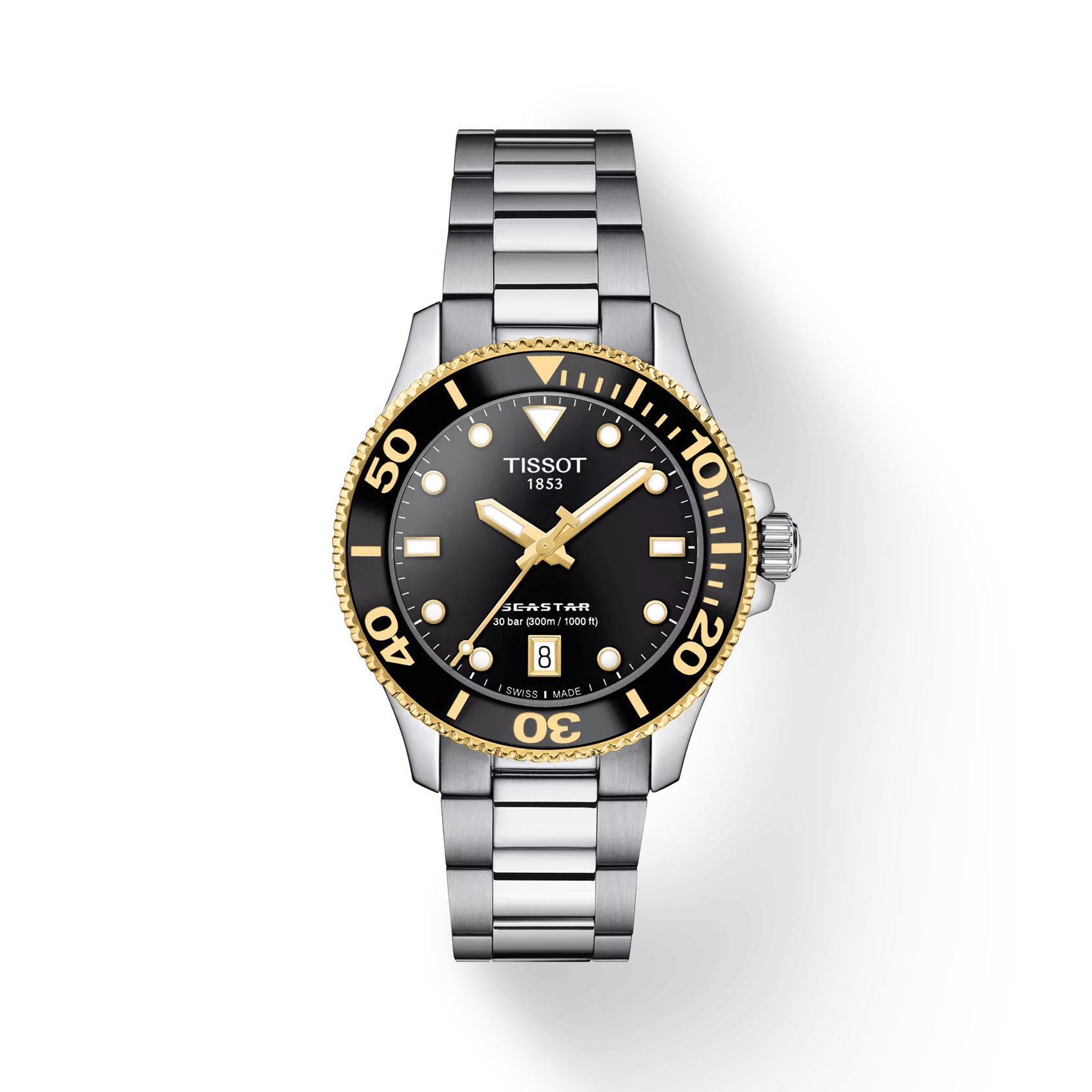 Tissot T1202102105100 Seastar 1000 Black Dial Stainless Steel Bracelet Women Analog Quartz Watch 36 mm