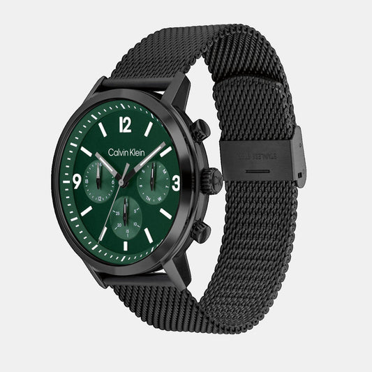 Calvin Klein 25200440 Men’s Gauge Quartz Watch with Green Dial & Stainless-Steel Strap