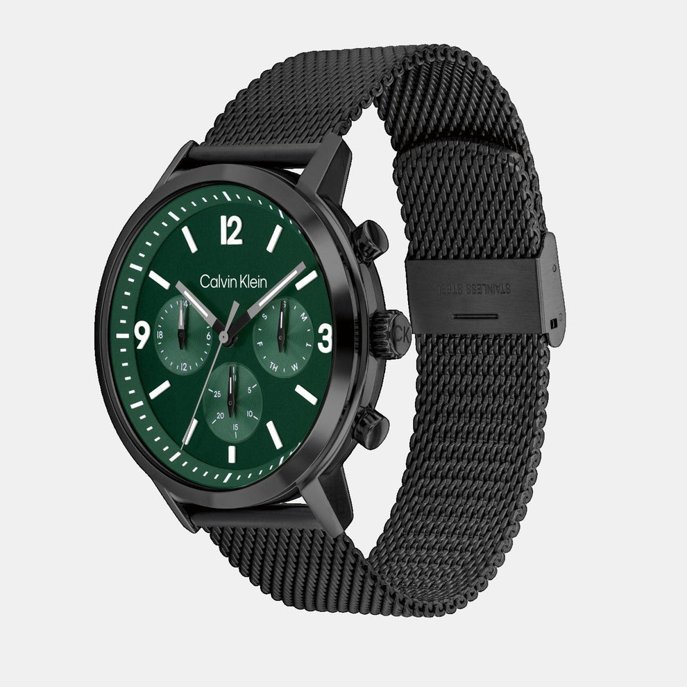 Calvin Klein 25200440 Men’s Gauge Quartz Watch with Green Dial & Stainless-Steel Strap