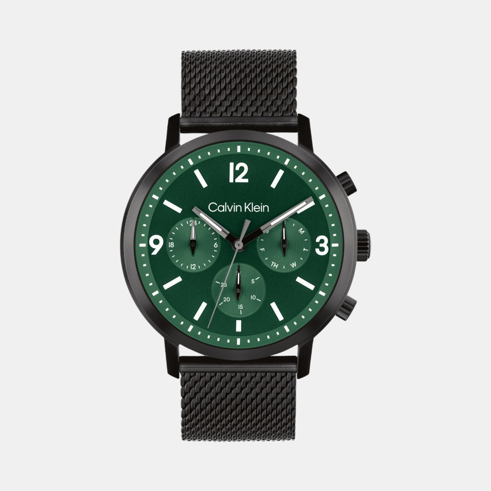 Calvin Klein 25200440 Men’s Gauge Quartz Watch with Green Dial & Stainless-Steel Strap