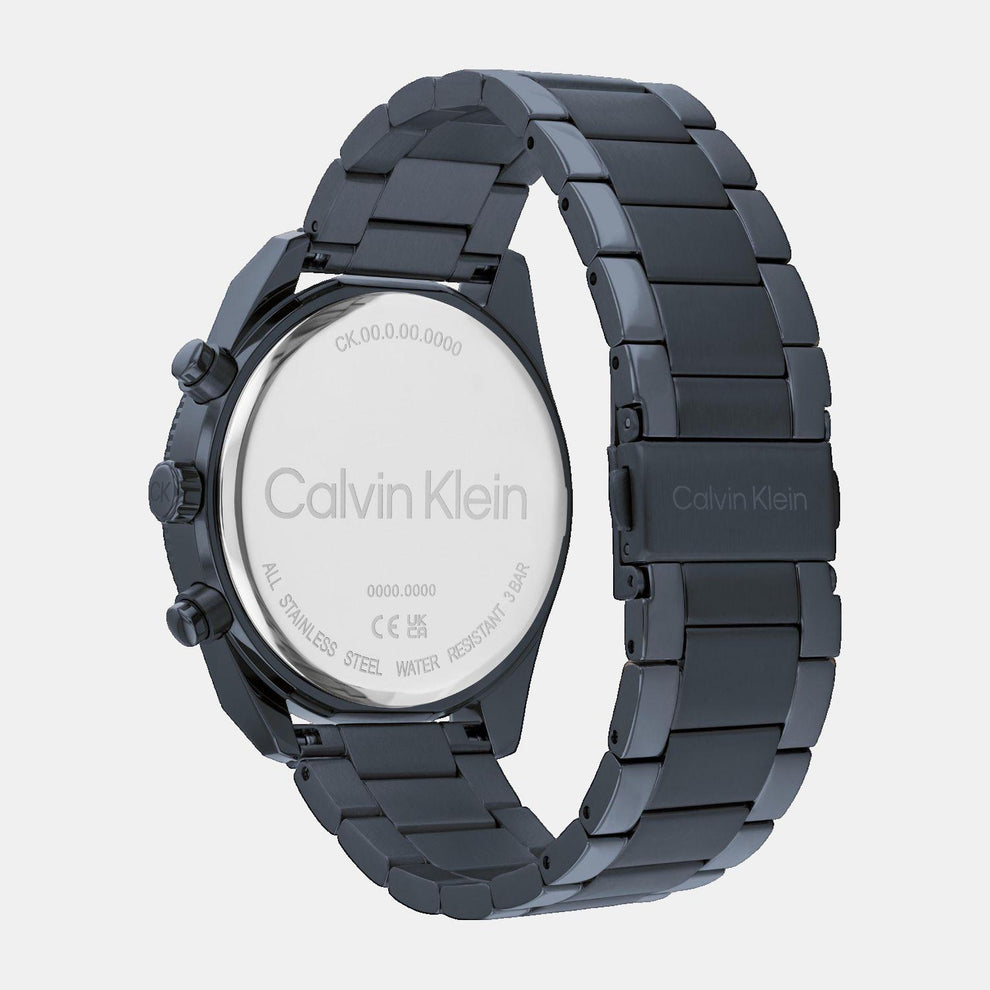 Calvin Klein 25200463 Men’s Quartz Chronograph Watch with Blue Dial, Blue Stainless Steel Strap