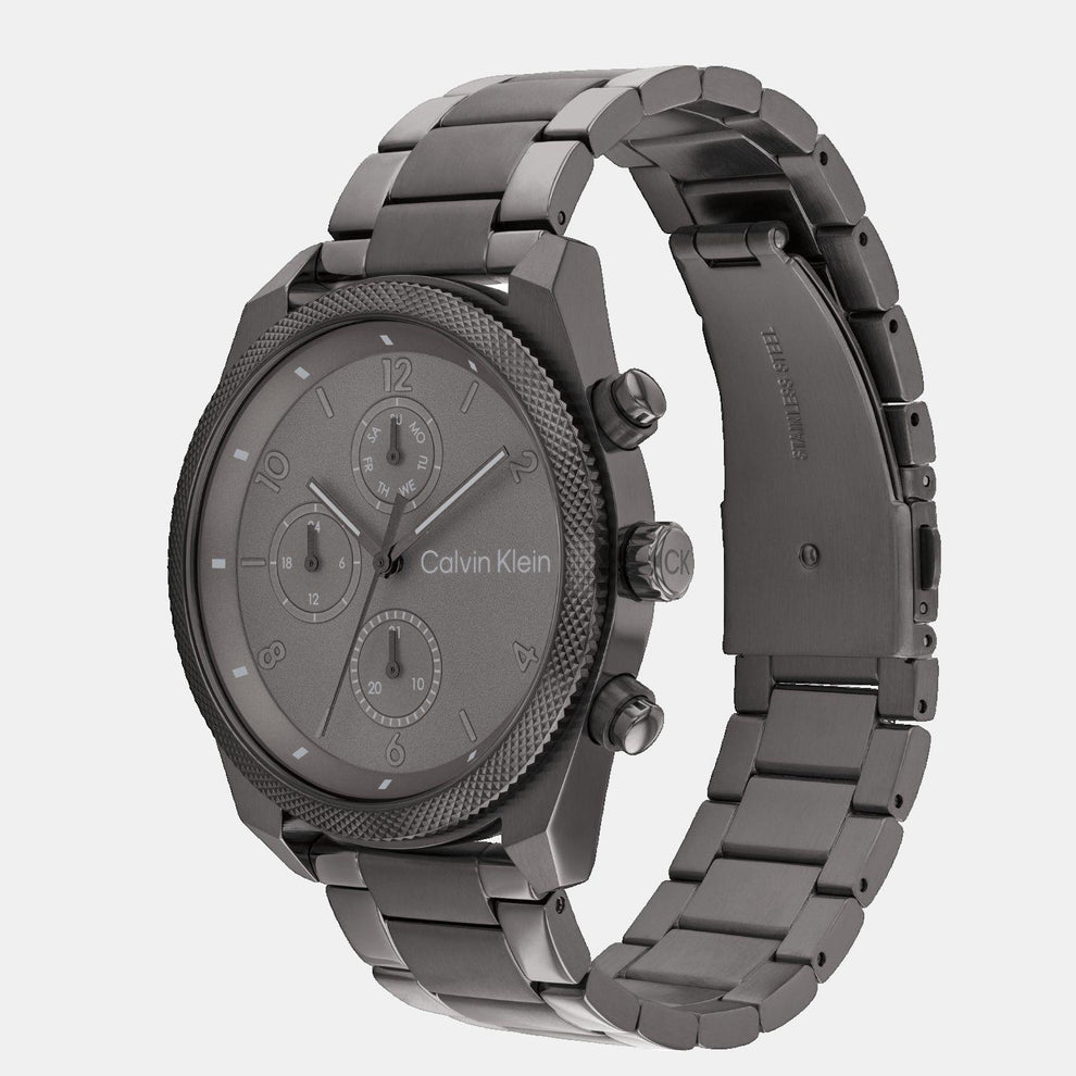 Calvin Klein 25200462 Men’s Quartz Chronograph Watch with Grey Dial, Grey Stainless Steel Strap