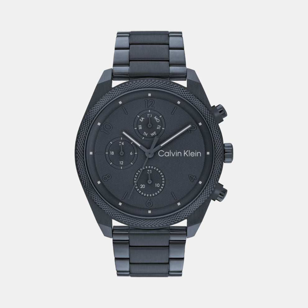 Calvin Klein 25200463 Men’s Quartz Chronograph Watch with Blue Dial, Blue Stainless Steel Strap
