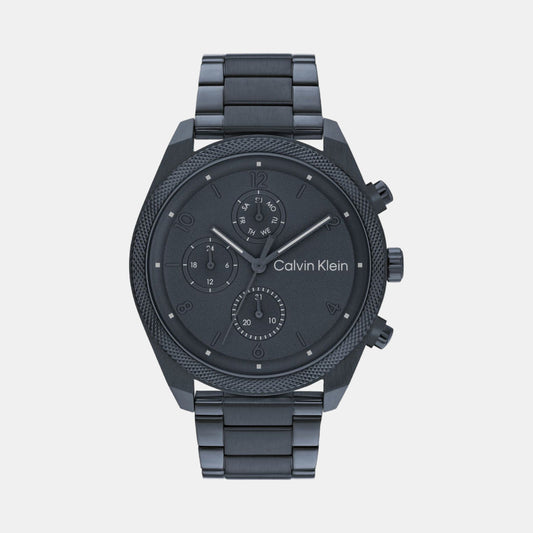 Calvin Klein 25200463 Men’s Quartz Chronograph Watch with Blue Dial, Blue Stainless Steel Strap