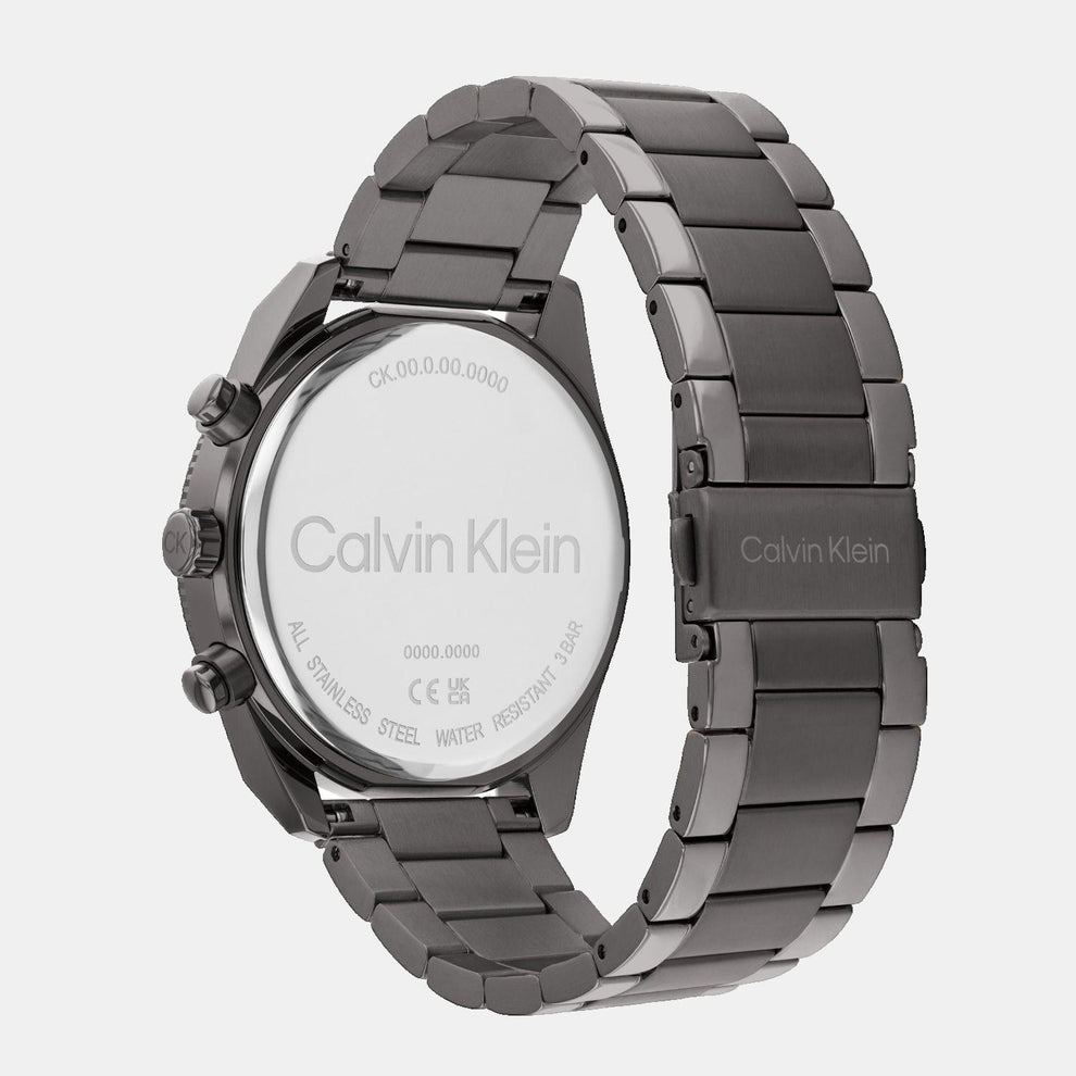Calvin Klein 25200462 Men’s Quartz Chronograph Watch with Grey Dial, Grey Stainless Steel Strap
