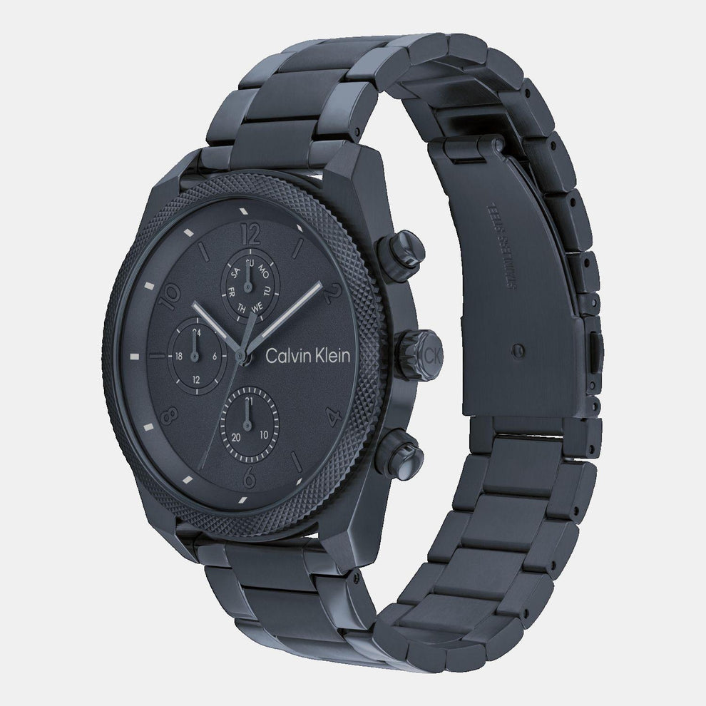 Calvin Klein 25200463 Men’s Quartz Chronograph Watch with Blue Dial, Blue Stainless Steel Strap