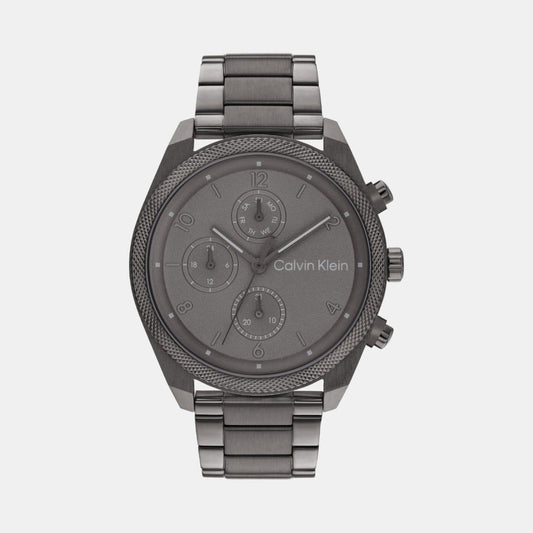 Calvin Klein 25200462 Men’s Quartz Chronograph Watch with Grey Dial, Grey Stainless Steel Strap