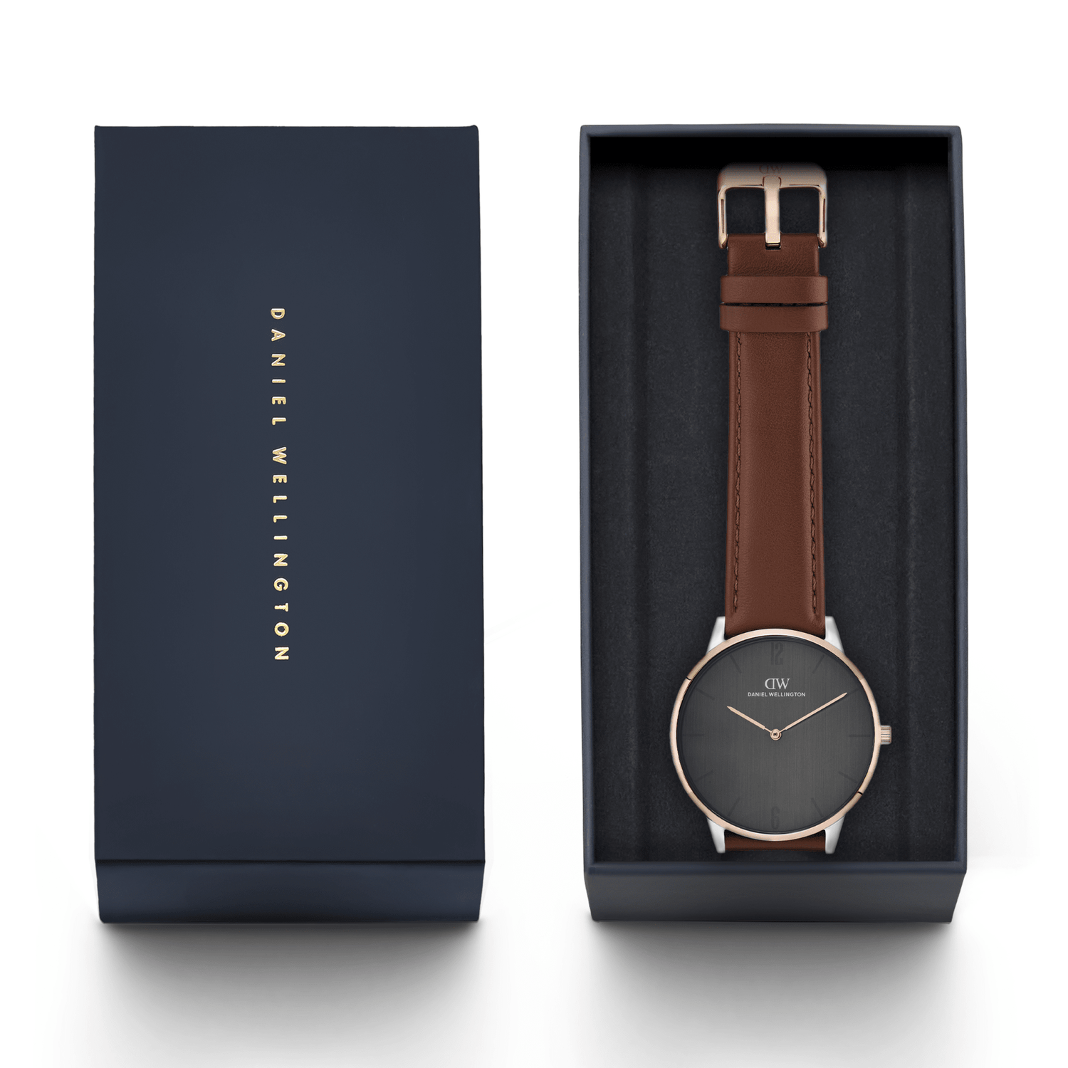 Daniel Wellington DW0DG2000 Grey Dial Men's Brown Leather Analog Watch