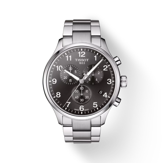 Tissot T1166171105701 Black Dial 45 mm Men’s Swiss Quartz Chronograph Watch – Stainless Steel Case & Bracelet, Sapphire Crystal