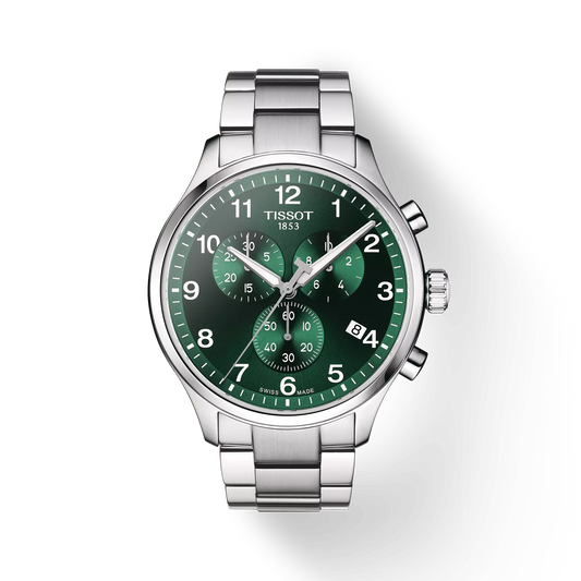 Tissot T1166171109200 Chrono XL Classic Quartz Analog Green Dial 45mm Stainless Steel Case Stainless Steel Bracelet Male Watch