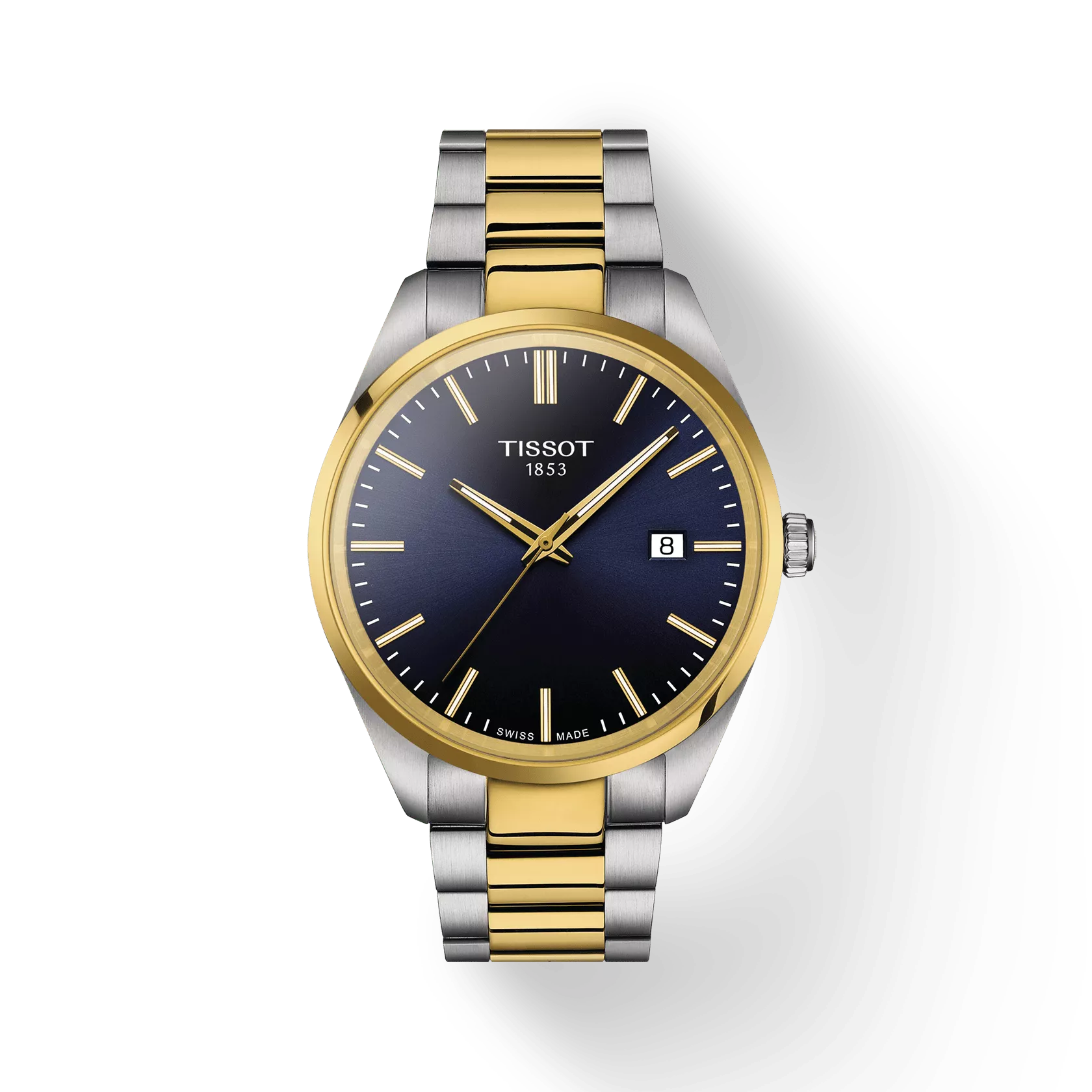 Tissot T1504102204100 PR 100 Men Analog Quartz Blue Dial Two‑Tone Watch