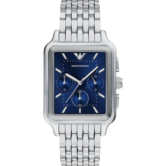 Emporio Armani AR11750I Diego Men's Blue Dial Rectangular Chronograph Stainless Steel Watch